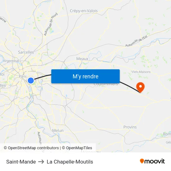 Saint-Mande to La Chapelle-Moutils map