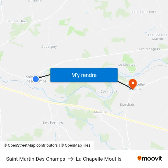 Saint-Martin-Des-Champs to La Chapelle-Moutils map