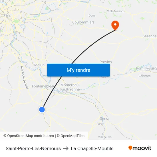 Saint-Pierre-Les-Nemours to La Chapelle-Moutils map