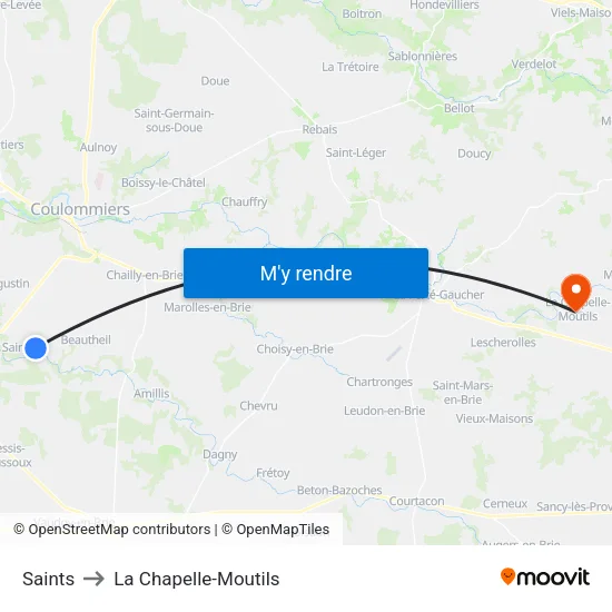 Saints to La Chapelle-Moutils map