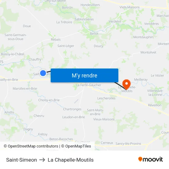 Saint-Simeon to La Chapelle-Moutils map