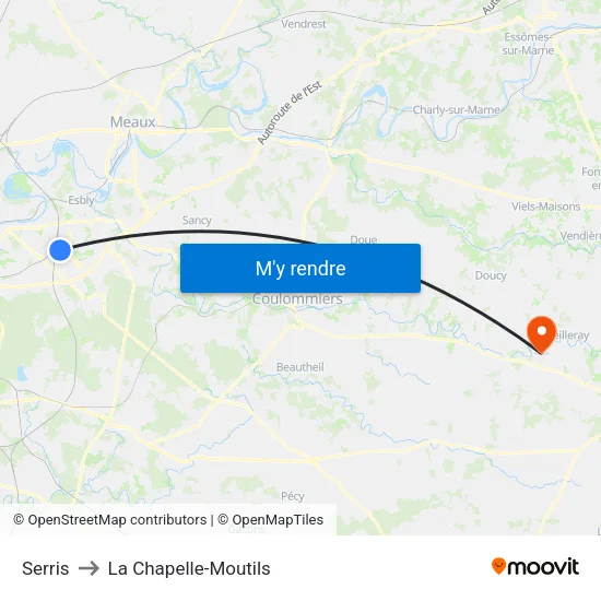 Serris to La Chapelle-Moutils map