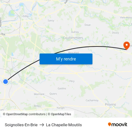 Soignolles-En-Brie to La Chapelle-Moutils map