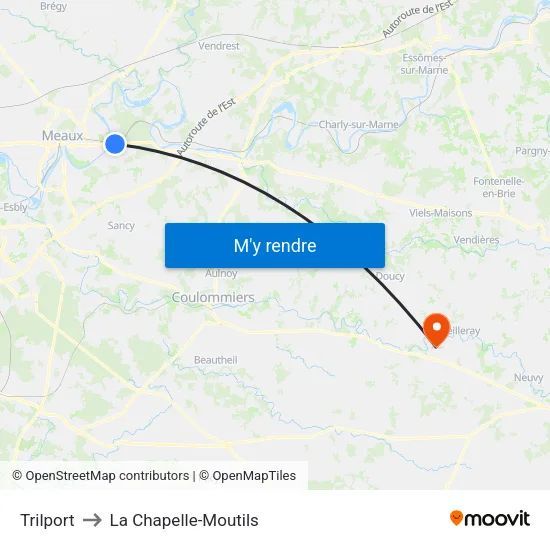 Trilport to La Chapelle-Moutils map