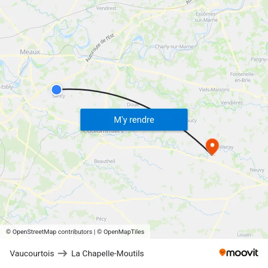 Vaucourtois to La Chapelle-Moutils map