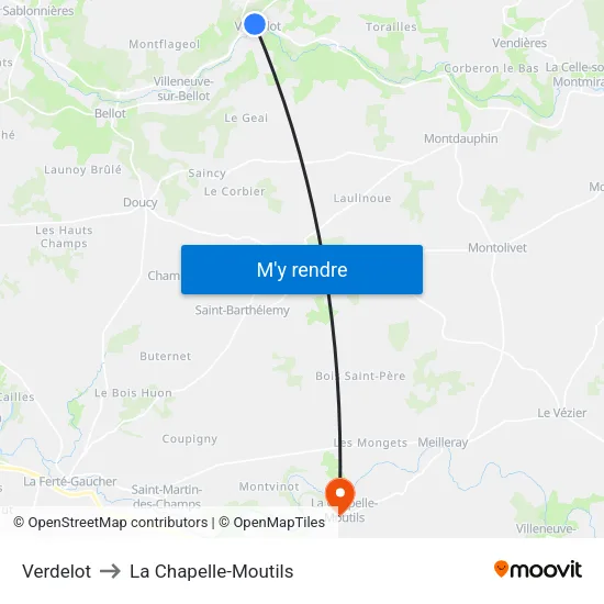 Verdelot to La Chapelle-Moutils map