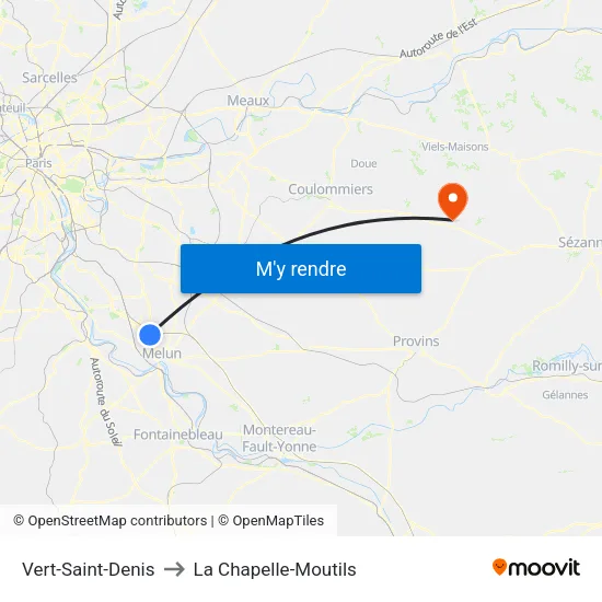 Vert-Saint-Denis to La Chapelle-Moutils map