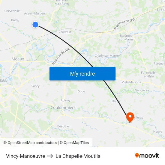 Vincy-Manoeuvre to La Chapelle-Moutils map