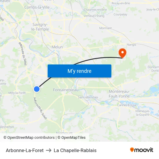 Arbonne-La-Foret to La Chapelle-Rablais map