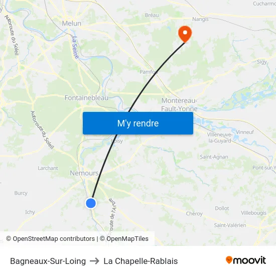 Bagneaux-Sur-Loing to La Chapelle-Rablais map