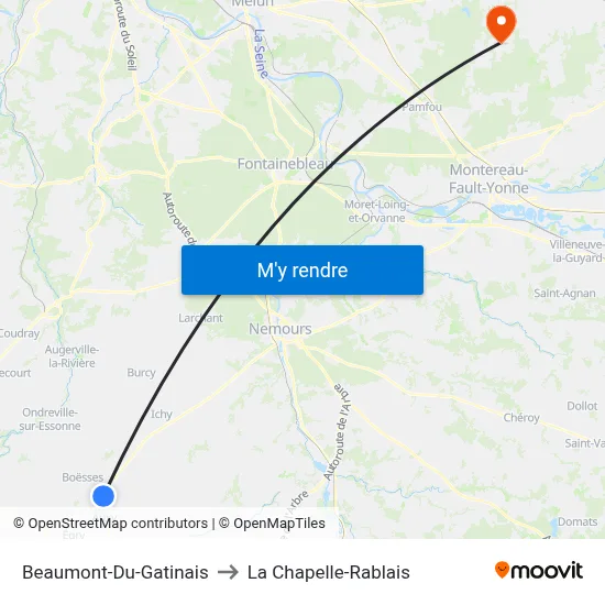 Beaumont-Du-Gatinais to La Chapelle-Rablais map