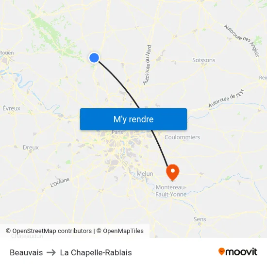 Beauvais to La Chapelle-Rablais map