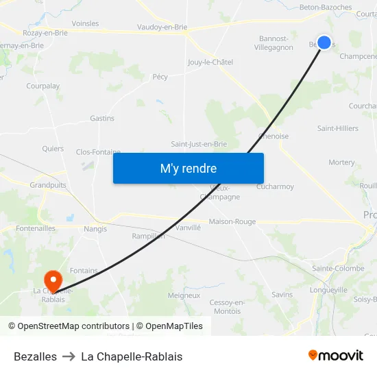 Bezalles to La Chapelle-Rablais map