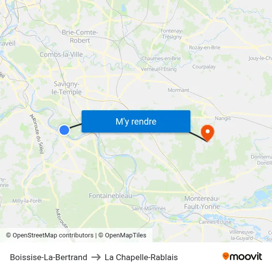 Boissise-La-Bertrand to La Chapelle-Rablais map