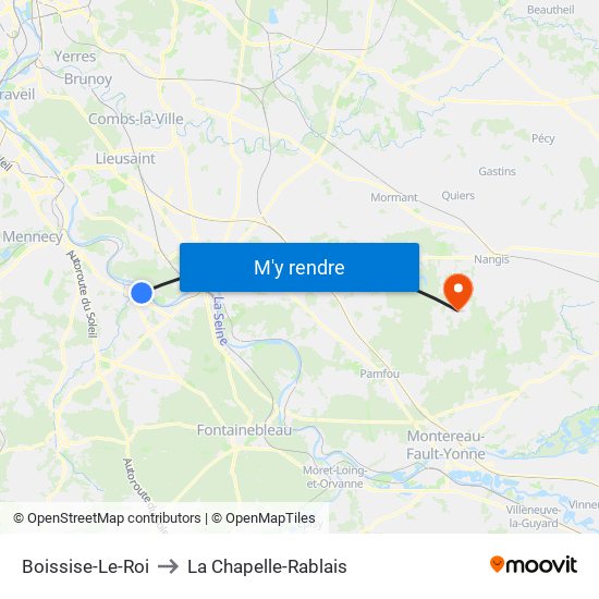 Boissise-Le-Roi to La Chapelle-Rablais map