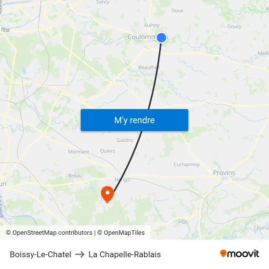 Boissy-Le-Chatel to La Chapelle-Rablais map