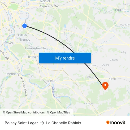 Boissy-Saint-Leger to La Chapelle-Rablais map
