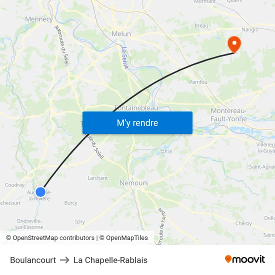 Boulancourt to La Chapelle-Rablais map