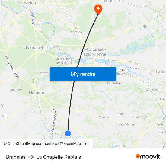 Bransles to La Chapelle-Rablais map