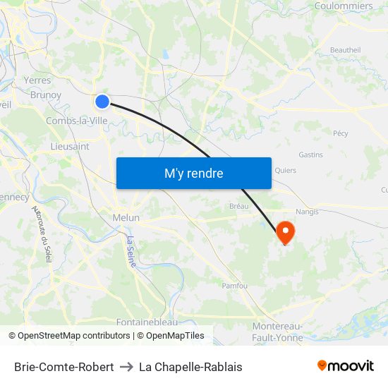 Brie-Comte-Robert to La Chapelle-Rablais map