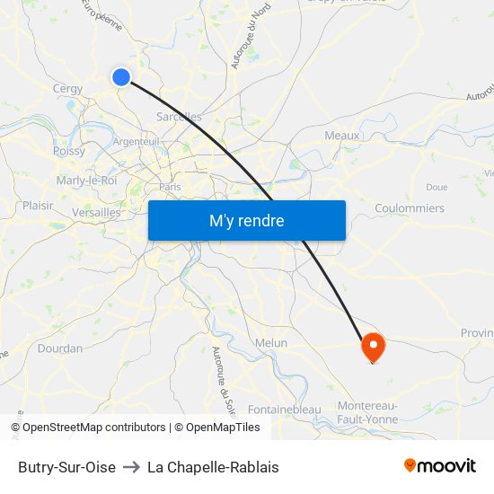 Butry-Sur-Oise to La Chapelle-Rablais map