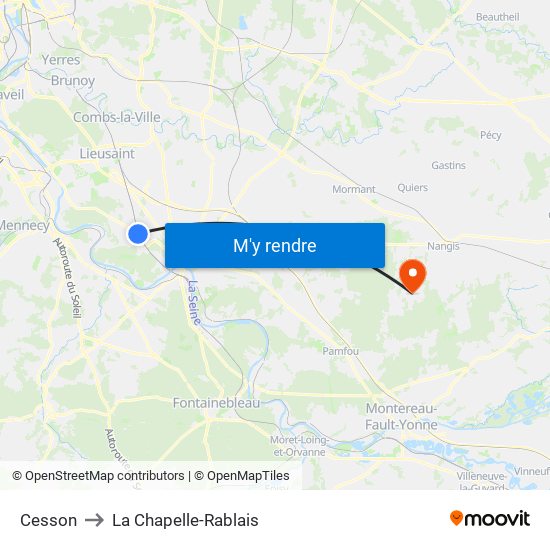 Cesson to La Chapelle-Rablais map