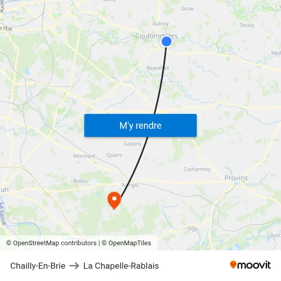 Chailly-En-Brie to La Chapelle-Rablais map