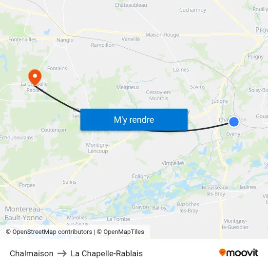 Chalmaison to La Chapelle-Rablais map