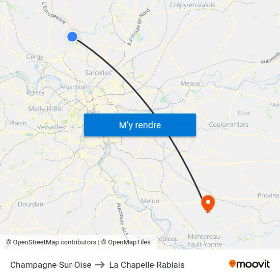 Champagne-Sur-Oise to La Chapelle-Rablais map