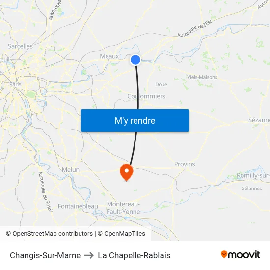 Changis-Sur-Marne to La Chapelle-Rablais map