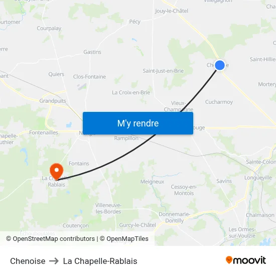 Chenoise to La Chapelle-Rablais map