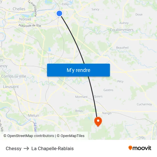 Chessy to La Chapelle-Rablais map