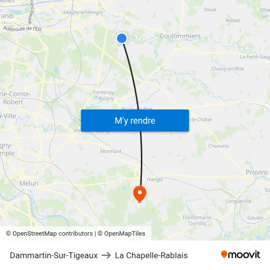 Dammartin-Sur-Tigeaux to La Chapelle-Rablais map