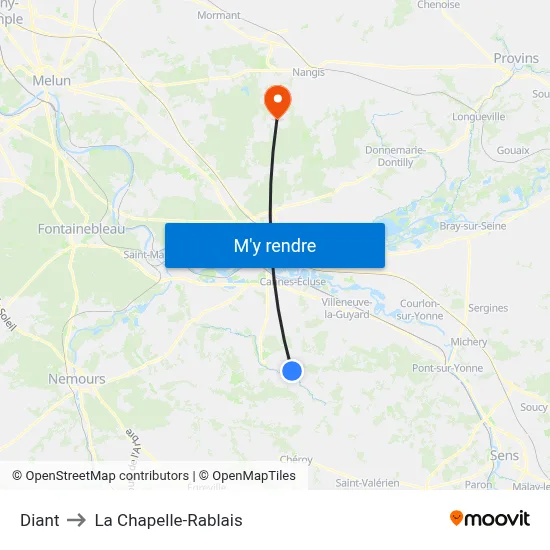 Diant to La Chapelle-Rablais map