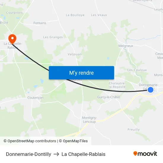 Donnemarie-Dontilly to La Chapelle-Rablais map