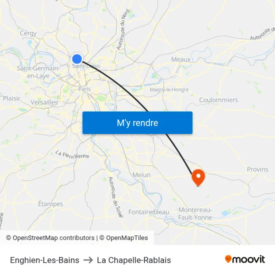 Enghien-Les-Bains to La Chapelle-Rablais map
