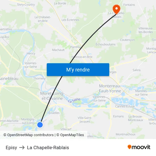 Episy to La Chapelle-Rablais map