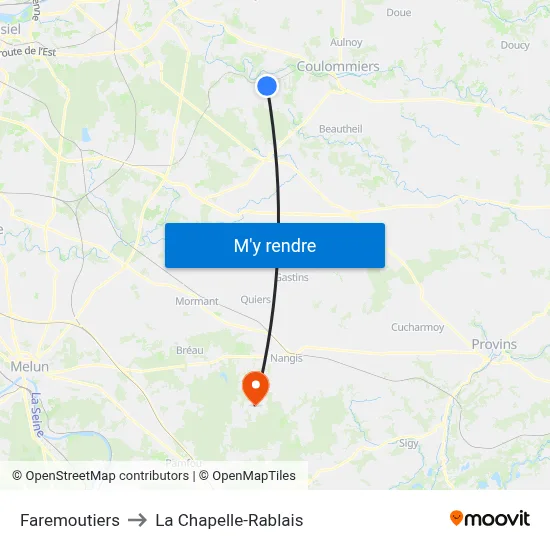 Faremoutiers to La Chapelle-Rablais map