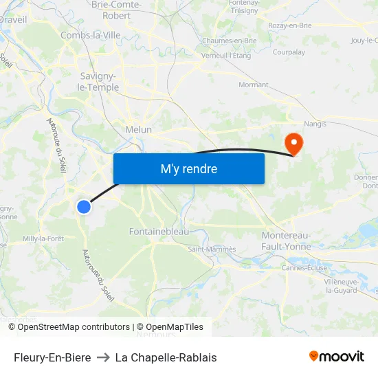 Fleury-En-Biere to La Chapelle-Rablais map