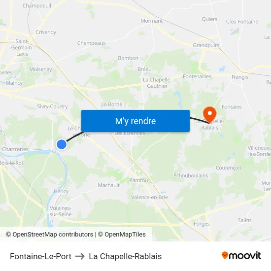 Fontaine-Le-Port to La Chapelle-Rablais map