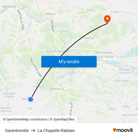 Garentreville to La Chapelle-Rablais map