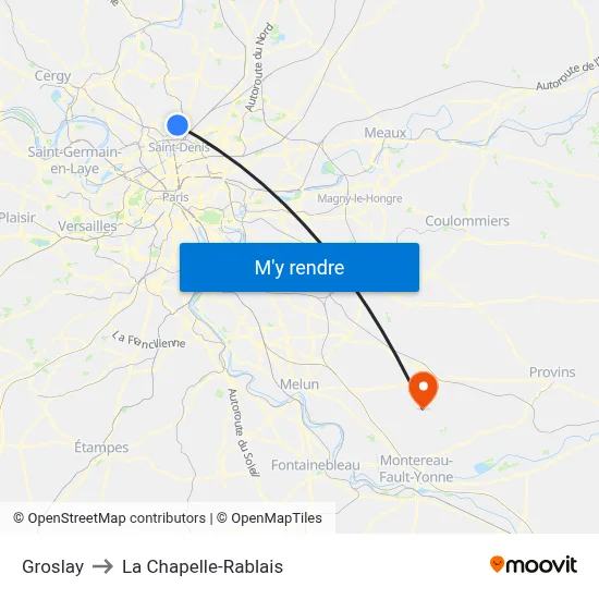 Groslay to La Chapelle-Rablais map