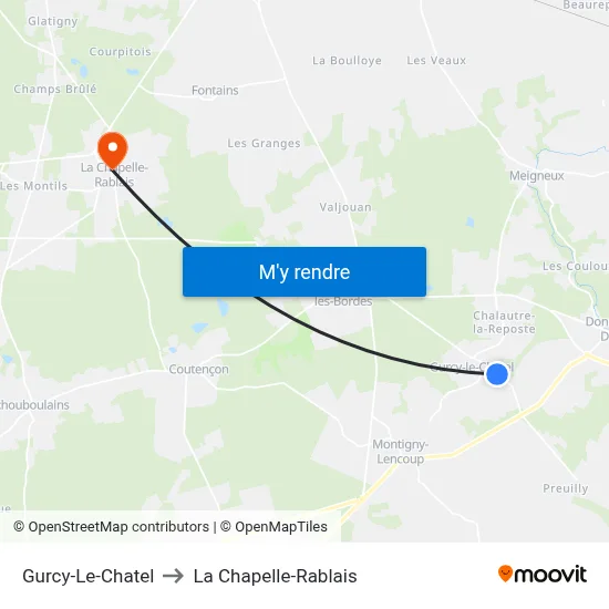 Gurcy-Le-Chatel to La Chapelle-Rablais map