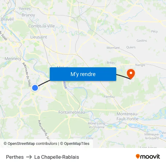 Perthes to La Chapelle-Rablais map