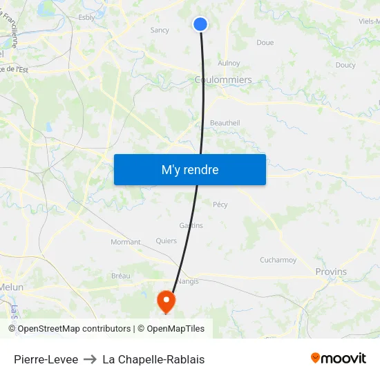 Pierre-Levee to La Chapelle-Rablais map
