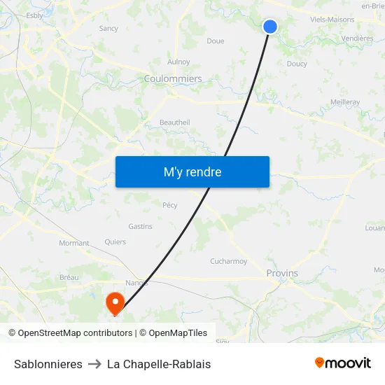 Sablonnieres to La Chapelle-Rablais map