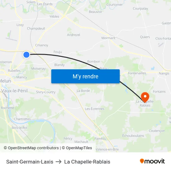 Saint-Germain-Laxis to La Chapelle-Rablais map