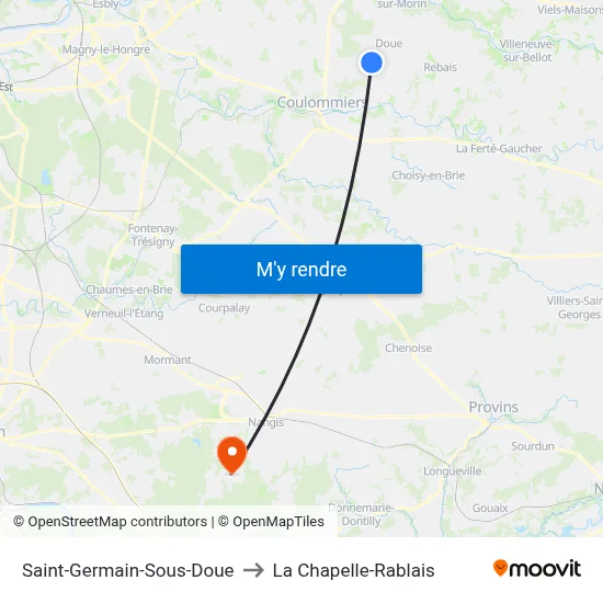Saint-Germain-Sous-Doue to La Chapelle-Rablais map