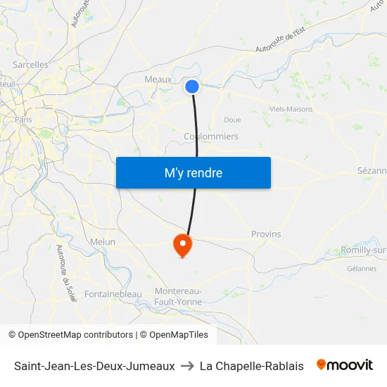 Saint-Jean-Les-Deux-Jumeaux to La Chapelle-Rablais map