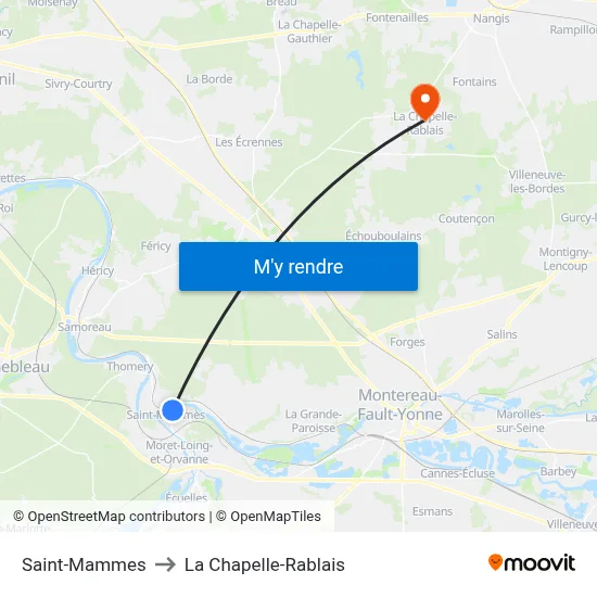 Saint-Mammes to La Chapelle-Rablais map